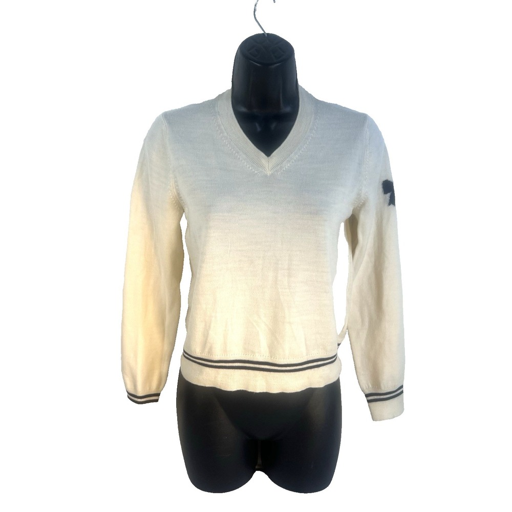 COMME des GARCONS SHIRT delicate knit vneck sweater ivory/black sz S